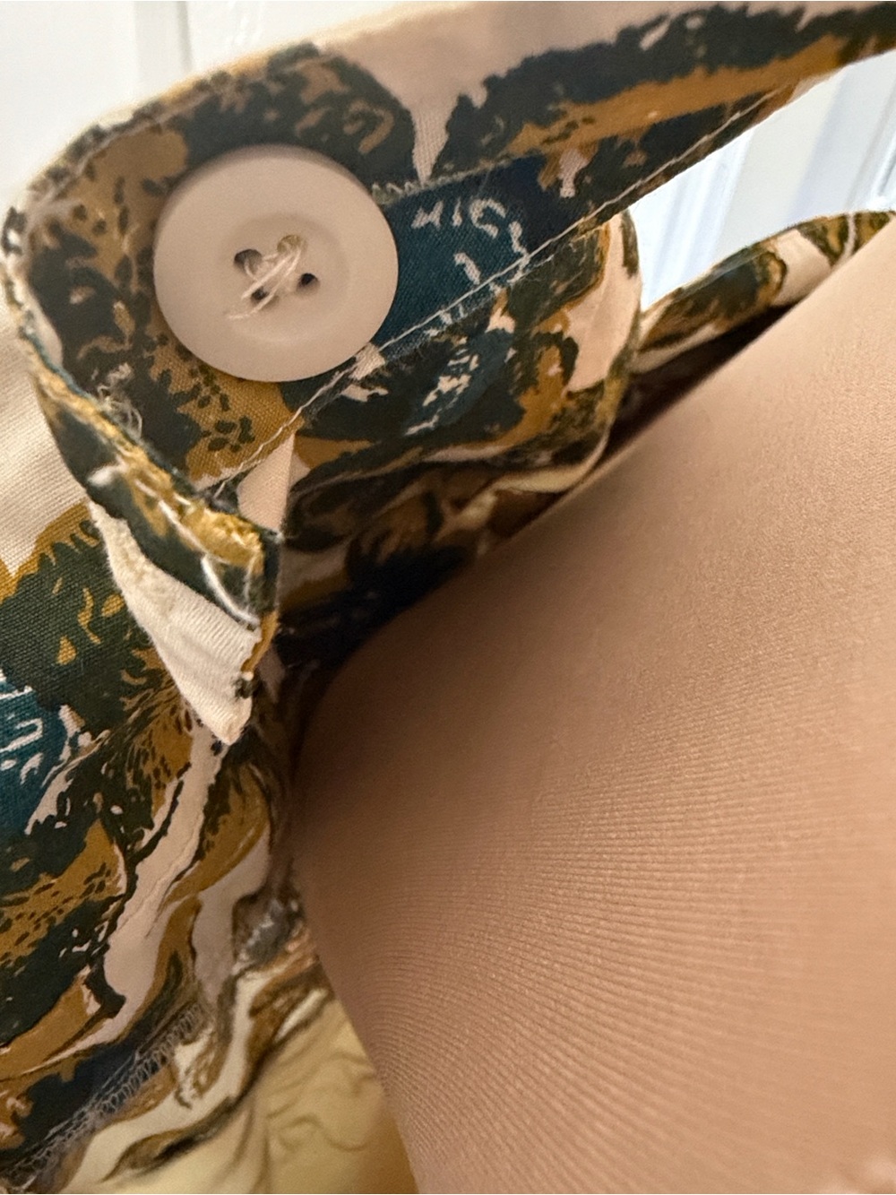 Halter Chartreuse Floral Midi Dress in White, Mustard & Green artsy style - Picture 7 of 12